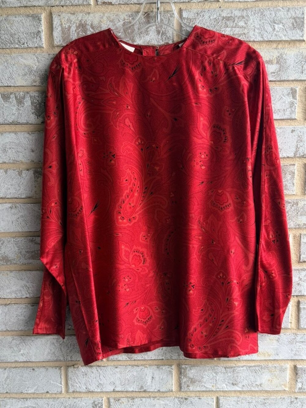 Ellen Tracy Linda Allard Dolman Long Sleeve 100% Silk Paisley Blouse Size 2